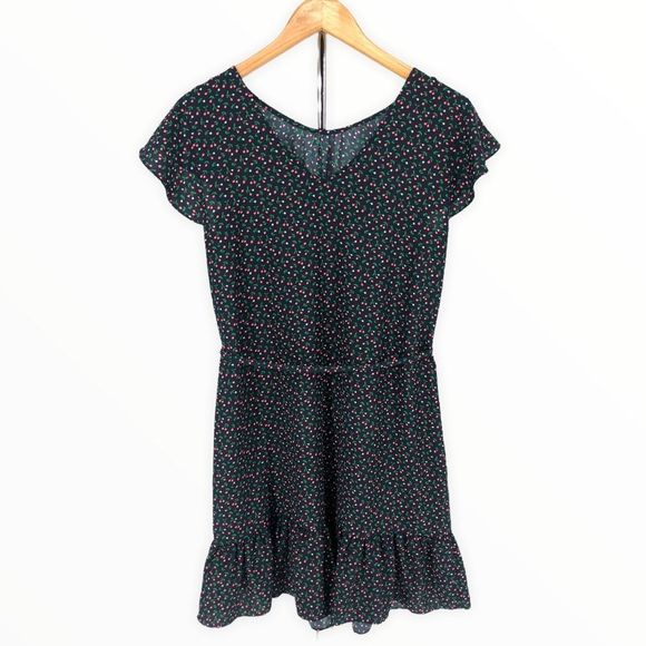 Boden Cynthia Dress Navy Cherry Picking Ruffle Trim Belted Dress size 4 - Picture 11 of 16